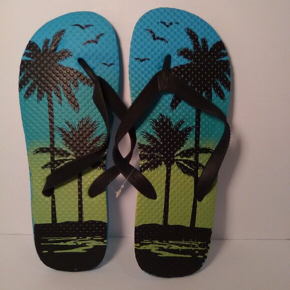 Juncture Men's Flip Flop Sandals Color Green/Blue/Black Size M 8/9 NWOT - Picture 1 of 6